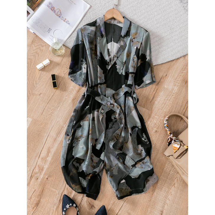 气场全开！苾收~重磅水墨渲染桑蚕丝夏季系带...