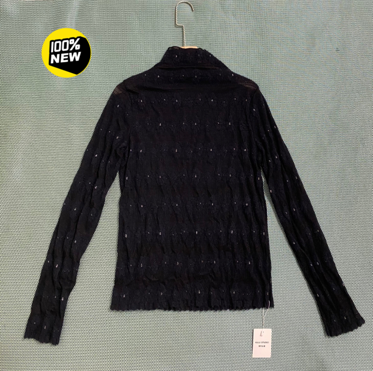 全新高领蕾丝衫女打底衫秋冬2021年新款长...