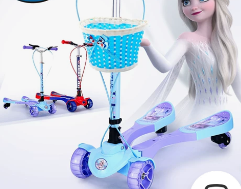 迪士尼儿童蛙式滑板车3—6—12岁女男孩四...