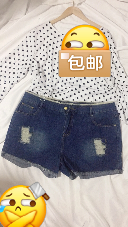 全新大码牛仔短裤 5xl，腰围100，二尺...