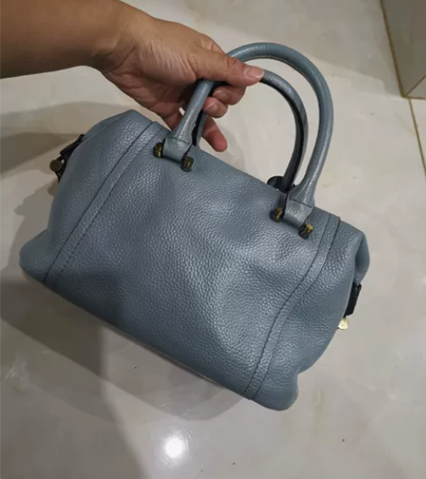 真皮蓝色波士顿欧美女士手提斜挎单肩包枕头潮...