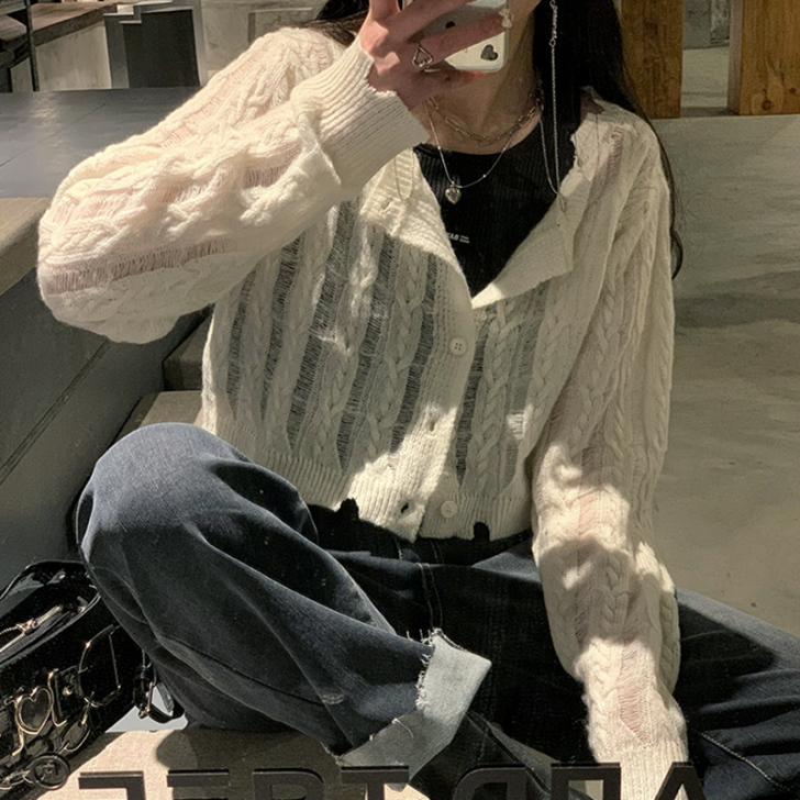 防晒针织开衫女2021新款宽松设计感小众长...