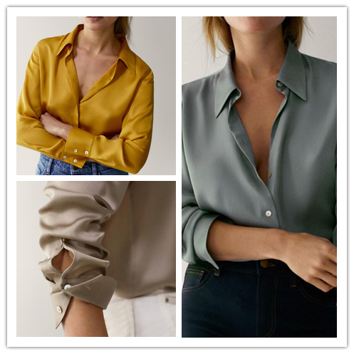 西班牙单 现货 欧美女装2021春新款素色...