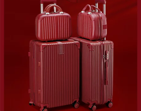 结婚行李箱陪嫁箱红色箱子拉杆箱女皮箱婚礼用...