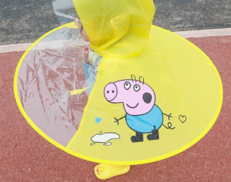 儿童雨衣小黄鸭斗篷式宝宝抖音防划男女幼儿园...