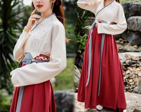 春季新款锦鲤汉服女魏晋中国风齐胸襦裙古装超...