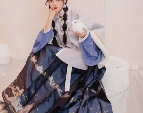 池夏华服日走秀款明制方领半袖短袄马面裙原创...