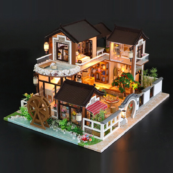 全新diy小屋梦回古镇手工制作四合院模型拼...