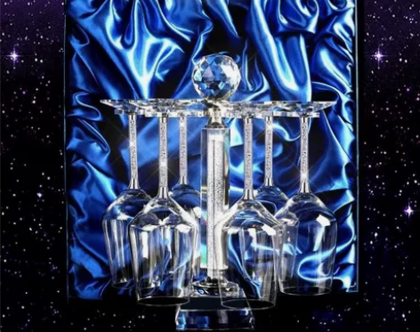 施华洛世奇水晶钻石红酒杯礼盒装 蓝色礼盒+...