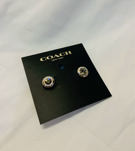 Coach 原石耳钉 银色 玫瑰金色  金...
