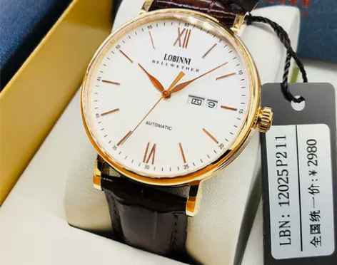 罗宾尼正品手表男机械表全自动男士手表防水皮...