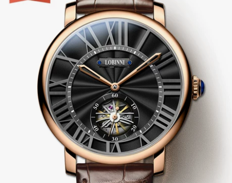 罗宾尼手表男机械表男士潮流全自动皮带防水镂...