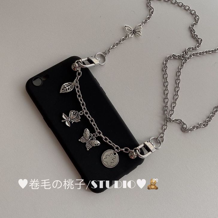 原创自制链条背带手机壳斜挎挂绳苹果12pr...