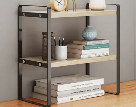 桌面置物架铁艺小型收纳书架办公室整理卧室宿...