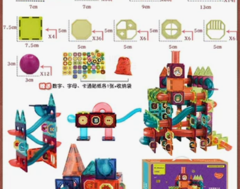【狂欢价】儿童彩窗磁力片纽奇拼装积木宝宝益...