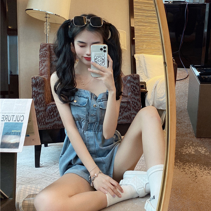 夏季韩版2021新款收腰显瘦时尚减龄牛仔裤...