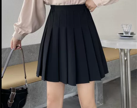 大码女装秋冬纯色百褶半身裙高腰显瘦a字裙百...