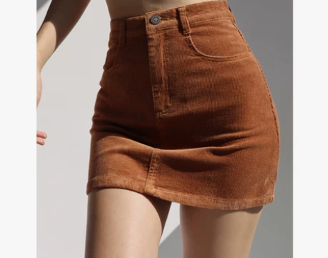 复古少女灯芯绒高腰显腿长包臀半身裙女修身显...