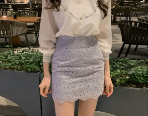 ?白色蕾丝包裙半身裙短款夏季高腰显瘦一步裙...