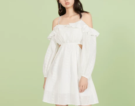 ?太平鸟peacebird白色吊带连衣裙女...