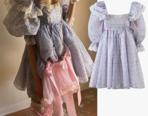 梦幻公主少女夏季新款蓬蓬裙可爱减龄蕾丝花边...