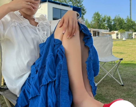 ?荷叶边褶皱半身裙女夏季2022新款设计感...