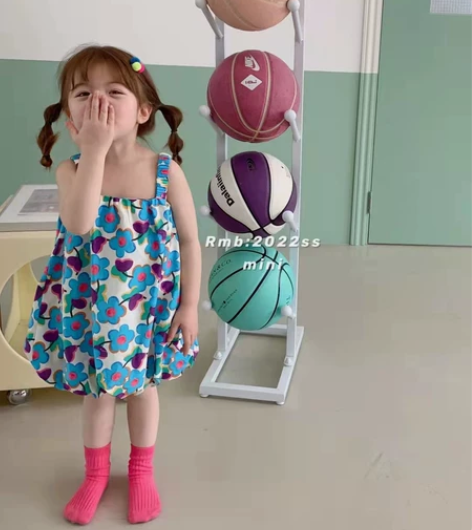 2022夏新款 女小童 rmb 花朵吊带裙...