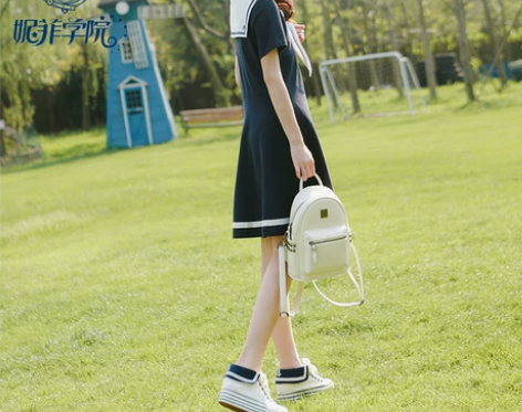 海军风连衣裙水手服学院风少女大童日系海军领...