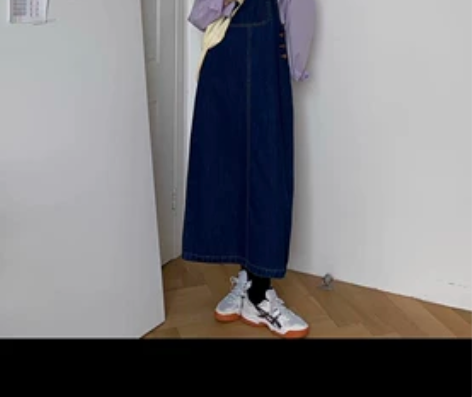 苏安家 自制款减龄学院风牛仔背带裙女秋季韩...