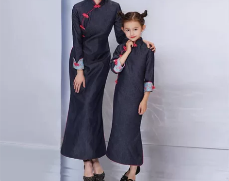 亲子装母女装连衣裙民族风中国风旗袍儿童礼服...