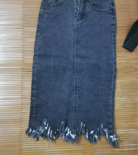 韩版 烟灰色 中裙 不规则牛仔裙 百搭潮流...