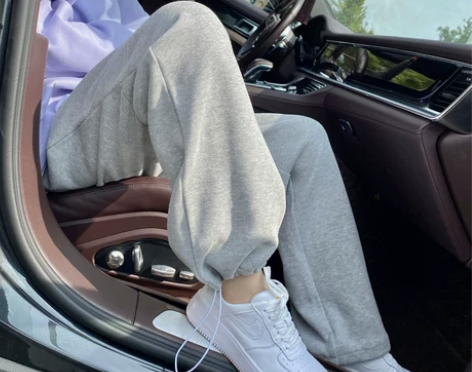 灰色束脚运动裤女秋冬显瘦长裤卫裤休闲宽松冬...