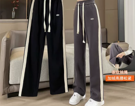 休闲裤女 长裤休闲加绒加厚阔腿裤女秋冬运动...
