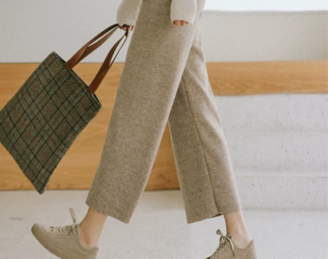 阔腿裤女秋冬季裤子宽松直筒毛呢休闲腿粗显瘦...