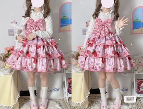 出GD原创设计的草莓奶团 粉丝波点蝴蝶结m...