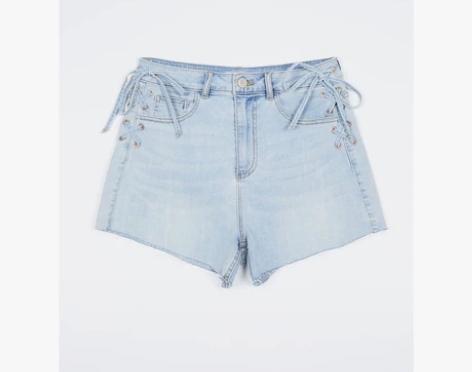 【搬家甩卖】C＆A潮流绑带高腰水洗毛边牛仔...