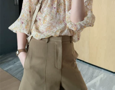 ?TMH自制 扁桃杏仁色休闲短裤女夏 全新...