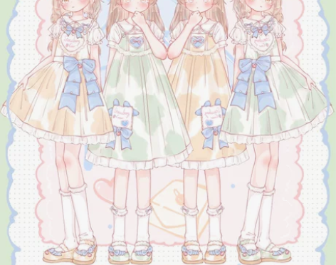 塔塔塔原创正版奶牛纹印花小奶糕lolita...