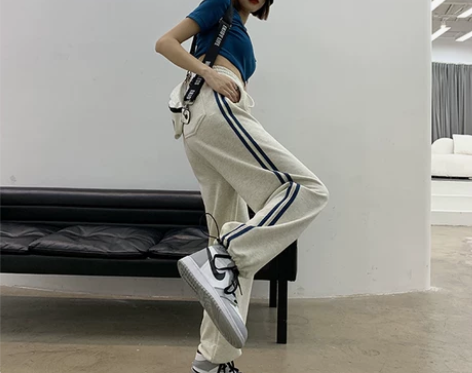 春秋运动裤女黑色2021新款宽松束脚薄款女...