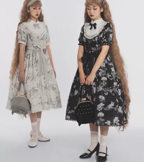 【收】收mou枯萎花op黑白花长款 s码m...