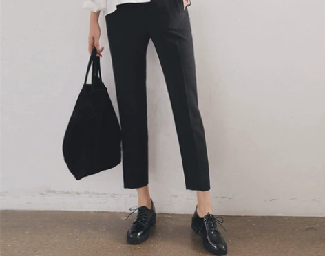 2022夏季新款休闲裤子女九分裤韩版黑色直...