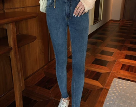 【柒柒家 秋新品直播上新】腰2粒扣牛仔小脚...