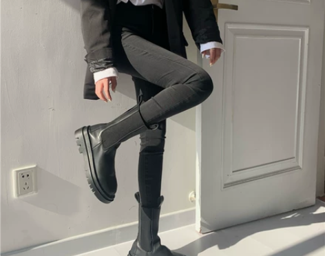 黑色牛仔裤女高腰显瘦紧身裤子弹力打底裤秋冬...