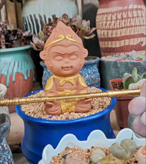 玄关水草钓鱼摆设高档紫砂陶瓷孙悟空摆件和尚...