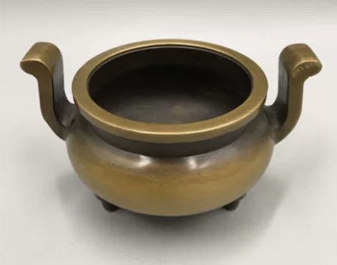 包邮 黄铜朝冠耳香炉铜器三足鼎香薰炉家居工...