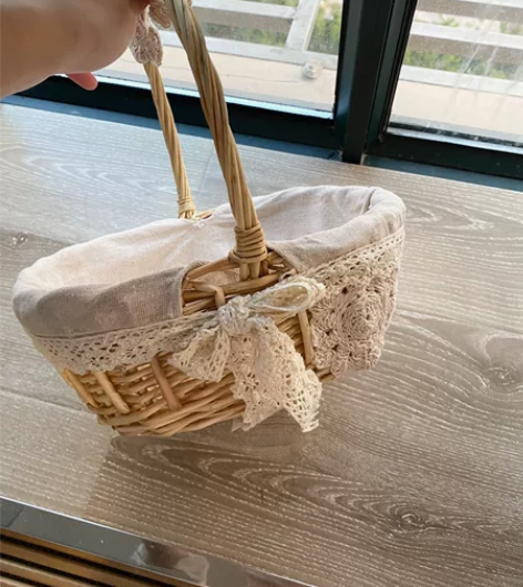 花篮编织篮鲜花包装手工藤编竹编花篮干花束插...