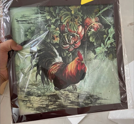 捡漏！！粉公鸡图瓷板画 古董古玩中式古典家...