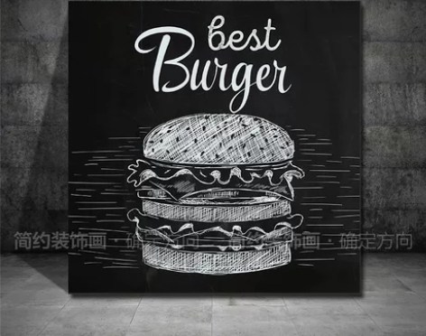 汉堡装饰画个性创意餐馆挂画怀旧复古PIZZ...