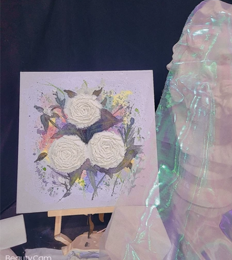 石英砂画，白玫瑰，喜欢可拍，接受定制 感兴...