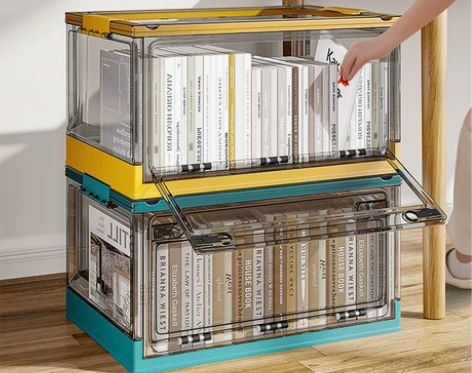 星优收纳箱书箱学生教室书籍整理箱子透明折叠...